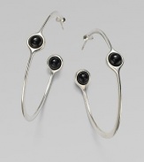 A sleek and modern piece with smooth black agate set in sterling silver. Black agateSterling silverLength, about 1¾Post backImported 