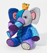 Stimulate their budding senses with this striking, multi-pattern plush elephant featuring the pop art of Romero Britto.