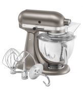 Build a better kitchen with the KitchenAid Architect tilt-head stand mixer. This kitchen classic is updated with a new, sleek cocoa-silver finish and features 10 speeds of professional mixing power to help you tackle every task with epicurean enthusiasm -- from kneading to whipping to mixing and beyond. One-year warranty. Model KSM150APSCS.