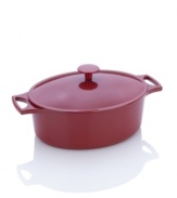 Designed by Michelle Bernstein, one of our pro chefs from The Culinary Council, this cast iron professional combines unbeatable enamel style with incredible performance. The perfect assistant for whipping up hearty stews, slow-cooking juicy meats and conquering any dish, the oval dutch oven, with extra-heavy lid, locks in flavor and moisture for masterpiece meals that go straight from oven to table. 1-year warranty.