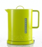 Bright boil. The IBIS electric kettle from Bodum gives a boost to your daily boiling tasks, quickly delivering piping hot water in a rainbow assortment of too-cute tones. 4 minutes is all it takes -- you'll wonder how you ever waited so long! One-year warranty. Model 5500-01US.
