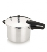 Busy lives can leave little time for meal making. Fortunately, this sleek pressure cooker takes time out of the equation, preparing flavorful, nutrient-rich food far faster than ordinary cooking methods. Just add ingredients, close the lid and start cooking! 10-year warranty.
