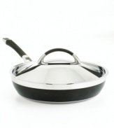 Create delicious one-dish meals with this indispensable covered skillet, updated for today's modern kitchen. Three layers of metal compose the exceptional body: a thick inner core of quick and even heating aluminum is sandwiched between gleaming stainless steel. Limited lifetime warranty.
