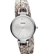 Coil your wrists in serpentine style with this python-printed Georgia collection watch, by Fossil.
