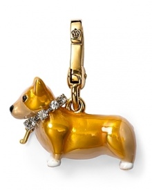 Oh so charming: this four-legged Juicy Couture charm is doggone decadent, cast in brass with crystal detailing.