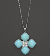 Faceted white sapphire and turquoise pendant set in sterling silver. By Elizabeth Showers.
