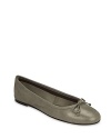 A slim, pretty bow tops Delman's soft leather flats, an off-duty ballerina's dream.