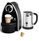 A compact Swiss design automatically brews a perfect cup every time using convenient coffee capsules. The exclusive Aeroccino milk frother heats and froths milk for cappuccinos and lattes at the push of a button.