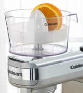 Whether you need a splash of fresh juice for a recipe or crave an entire glass in the morning, this juicer attachment is the simple way to squeeze. Easy to assemble and attach, it squeezes the sweet juice out of fruit in just minutes and stores easily in any cabinet. Three-year limited warranty.