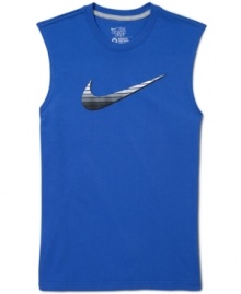 Come to play. Get focused and put in a top performance with this comfortable sleeveless graphic t-shirt from Nike. Come to play. Get focused and put in a top performance with this comfortable sleeveless graphic t-shirt from Nike.