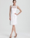 Fashioned in embroidered lace, this Adrianna Papell sheath dress exudes ladylike elegance.