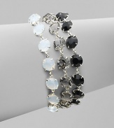 Three strands of shimmering Swarovski crystals in jet, opal and smoke shades, richly faceted in polished prong settings.CrystalSilverplatedLength, about 6¾Width, about 1Lobster claspMade in Italy