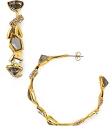 Glittering geometric stones put a rock and roll twist on traditional hoops. By Alexis Bittar.