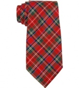 Tommy Hilfiger leverages a proper plaid on a thoroughly modern skinny tie for a mix of classic and cool.