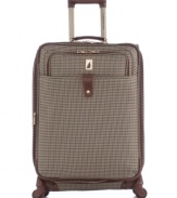 Travel on your terms. A sleek, sophisticated jacquard exterior gives your trip a stylish start that this versatile rolling upright carries through the entire adventure. London Fog's signature lining, featuring a shoe and accessory pocket and a built-in suiter, packs in an unstoppable reliability that never lets you down. 10-year limited warranty. Qualifies for Rebate