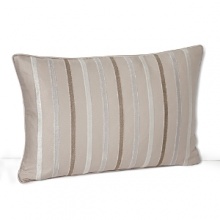The dobby stripes in shades of taupe and vanilla bordered by raised satin on this Hudson Park decorative pillow evoke modern simplicity and sophistication. The dobby stripes in shades of taupe and vanilla bordered by raised satin on this Hudson Park decorative pillow evoke modern simplicity and sophistication.