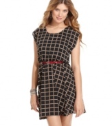 Here's the deal: when it comes to sweet and flirty dresses, an a-line shape is the cutest way to go! We love this style from American Rag for its classic silhouette and eye-catching grid-print. Plus, the bright skinny belt totally makes this number pop.