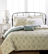 Create a sweet retreat in your space with this Jardin duvet cover set, showcasing an artistic diamond design in soft, soothing colors. Comes complete with shams and two decorative pillows. Reverses to solid.
