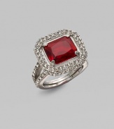 A bold and stunning piece with pavé stones and a split shank. Glass stonesSilvertoneWidth, about ½Imported