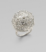 From the Miss Havisham Collection. A gleaming sphere of polished rhodium plate, set on a simple band and encrusted with tonal Swarovski crystals for endless sparkle.CrystalRhodium platedDiameter, about 1Imported