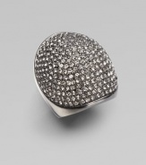 A statement piece with a curved pavé shield design. BrassGlass stonesWidth, about 1Imported