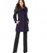 Look chic while shielding yourself from winter's chill in this wool coat form Alfani. A deep purple hue is a stylish alternative to classic black.