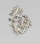 A delicate branch, with leaves of shimmering Swarovski crystal, curves gracefully around the finger in this elegant design.Crystal Sterling silver Length, about 1½ Made in Italy