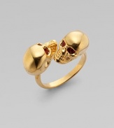 This Swarovski crystal accented design features two goldtone skulls. Goldtone brassSwarovski crystalsMade in Italy 