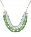 Serene colors provide the perfect palette for spring. Lucky Brand's cool necklace shimmers with the addition of glass, plastic and silver beads. Set in silver tone mixed metal. Approximate length: 19 inches. Approximate drop: 1-1/2 inches.