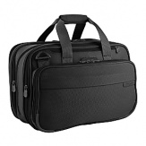 Bring all you need and have room for more. This double expandable tote allows for 45% more space when you need it. Meets most airline carry-on regulations. Three compartment design; (a) front, (b) main and (c) flat packing section. Gusseted front pocket with slip pockets, key fob and pen loops. Dual purpose slip-through back pocket allows bag to slide over the Outsider® handle for easy transport. Expandable flat packing section with garment securing panels to minimize wrinkling. SpeedThru™ pocket for hassle-free airport security checks.