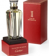 This is the moment of silence ... you can hear it breathing, prowling like desire ... a time for yourself, to listen to your own pulse, to escape and savour L'Heure Mystérieuse, sensual and mystic, with a backdrop of incense, jasmine and patchouli. 2.5 oz. L'Heure Mystérieuse, an invitation to secrets, a scent to be whispered. Mathilde Laurent, Perfumer of the Maison Cartier. 