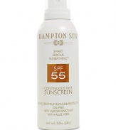 Our dermatologist tested and hypo-allergenic formula provides a broad spectrum of UVA/UVB protection. It includes Polycrylene, a new technology released by the FDA designed to improve sunscreen performance by being more water resistant and enhancing UVA protection.The luxurious continuous mist applicator is dispensed from any angle covering all exposed areas. This unique formulation is infused with Vitamins A, C, E, Aloe Vera, and moisturizing agents to replenish the skin.