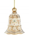 Over-the-top elegant, this Lenox bell ornament combines sumptuous gold, dots of color and delicate pierced accents in glazed ivory porcelain. With 2012 hangtag.