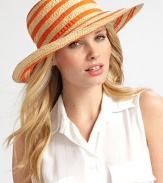 Colorful bands of grosgrain ribbon encircle this cheerful straw design.50% straw/50% polyesterBrim, about 4¼ wideMade in Italy of imported fabric