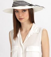 A graphically striped chiffon band adorns this soft sun-worthy style.Chiffon scarf bandBrim, about 3Cotton/polyesterSpot cleanImported