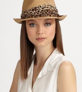 Casual and chic, in lightweight straw adorned with a pleated leopard-print chiffon band.Pleated chiffon bandBrim, about 2Paper braidSpot cleanImported