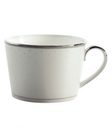 Elegant and modern, this fine china teacup adds subtle definition to the rest of the Point d'Esprit collection. From innovative designer Monique Lhullier, it features a raised dot pattern tipped with platinum for a burst of sophisticated charm. Elegant and modern, this fine china teacup adds subtle definition to the rest of the Point d'Esprit collection. From innovative designer Monique Lhullier, it features a raised dot pattern tipped with platinum for a burst of sophisticated charm.