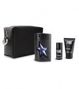 Transform from head to toe into an adventurous, seductive man with this masculine collection of Amen products. The set includes a full size spray 3.4 oz. Eau de Toilette Spray, travel size Hair and Body Shampoo, and Mini Deodorant stick showcased along with a sleek Mugler-designed shaving bag for convenient storage.