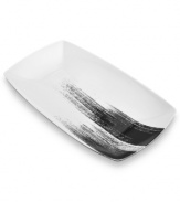 A true work of art. Mikasa's bold Brushstroke motif adorns this sleek yet sturdy platter, turning any meal into a true masterpiece.