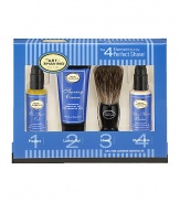 The 4 Elements of The Perfect Shave combine The Art of Shaving's high quality products, handcrafted accessories and expert shaving technique to provide optimal shaving results while helping against ingrown hairs, razor burn, and nicks and cuts. The Starter Kit offers one week's worth of essentials for a close and comfortable shave. Set includes: 0.5 oz. Pre-Shave Oil, 1 oz. Shaving Cream, 0.5oz. After-Shave Balm and Trial Size Badger Shaving Brush.