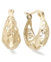 Flauntworthy filigree. Giani Bernini's delicate hoop earrings are crafted in 24k gold over sterling silver. Approximate diameter: 1/2 inch.