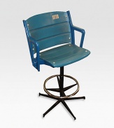 This authentic, legendary blue Yankee Stadium seat was pried from within baseball's cathedral in the Bronx and redesigned atop a wheeled base as a unique, sports-themed seat for the kitchen or home bar. Please note: each chair differs slightlyIncludes a certificate of authenticity77 lbs.24W X 43½H X 24LMade in USA