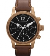 Lend a luxurious feel to your casual look with this leather timepiece from Burberry.