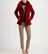 Plush velvet elevates the classic, quilted down jacket.Attached drawstring hoodStand collarSnap frontSide zip pocketsFully linedAbout 26 from shoulder to hem73% cotton/27% modalDry cleanImportedModel shown is 5'11 (180cm) wearing US size 4. 