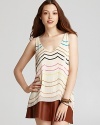 Scalloped rows of colorful sequins sparkle on this airy PJK Patterson J. Kincaid tank.