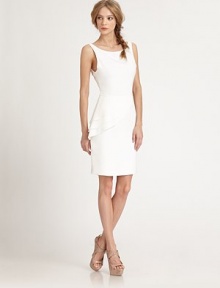 A clean, fitted sheath accented with a flared side peplum and skin-baring cut-out back.BoatneckSleevelessSet-in waistSide peplumCut-out backCenter back zipperAbout 21 from natural waistShell: 52% viscose/43% rayon/5% Lycra; trim: silkDry cleanImportedModel shown is 5'9 (175cm) wearing US size 4. A clean, fitted sheath accented with a flared side peplum and skin-baring cut-out back.BoatneckSleevelessSet-in waistSide peplumCut-out backCenter back zipperAbout 21 from natural waistShell: 52% viscose/43% rayon/5% Lycra; trim: silkDry cleanImportedModel shown is 5'9 (175cm) wearing US size 4.