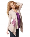 Beaded flowers enliven INC's best-loved cardigan, perfect for adding a glam touch to any outfit!