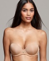 A simple strapless push-up bra with detachable, convertible straps for a versatile style.