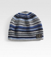 This lightweight striped beanie is the perfect topper to a stylish cold-weather ensemble.Ribbed knit trim35% viscose/29% lambswool/20% nylon/8% angora/8% cashmereDry cleanImported