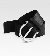A casual look crafted from gancio-textured calfskin leather. Gunmetal buckle About 1½ wide Made in Italy 